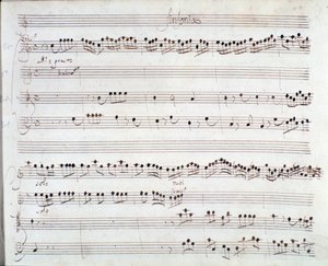 Strona z nutami do Koronacji Dariusza Giuseppe Aldrovandiniego (1703) autorstwa Unknown artist