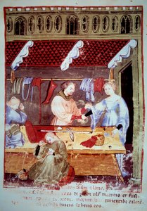Sklep i warsztat krawiecki. Oświetlenie z doju medycyny i dietetyki „”Tacuinum sanitatis”” autorstwa Unknown artist
