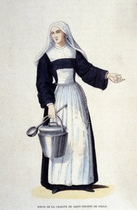 Siostra Miłosierdzia św. Wincentego a Paulo. Rycina z albumu na zakony, Paryż autorstwa Unknown artist