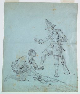 Szkic do nadruku na bawełnie: Robinson Crusoe autorstwa Unknown artist