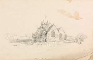 Esboço de uma Pequena Igreja Rural; esboço de um polidor de navios autorstwa Unknown artist