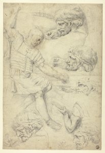 Szkice Żołnierza, głów z płaskorzeźby rzymskiej (recto); Szkice aktów męskich, z Reliefu rzymskiego (verso) autorstwa Unknown artist