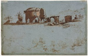 Mała grupa ruin rzymskich (verso) autorstwa Unknown artist