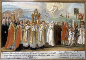 Uroczyste przeniesienie relikwii św. Anny podarowane przez Ludwika XIII i Annę Austriaczkę jako wieczystą przysięgę ich pobożności i przywiązania do tego miejsca w roku 1640 - Ex-Voto of Sainte-Anne d