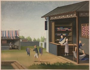 Przędzenie tkanin, przygotowywanie liści herbaty, przygotowywanie jedwabiu autorstwa Unknown artist