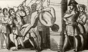 „Spriggs podnoszący załogę bostońskiego szkunera na czoło, a następnie pozwalając im spaść na pokład”, c.1836 autorstwa Unknown artist
