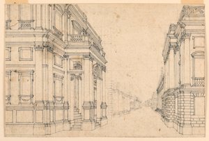 Scenografia: Ulica miejska z pałacami autorstwa Unknown artist