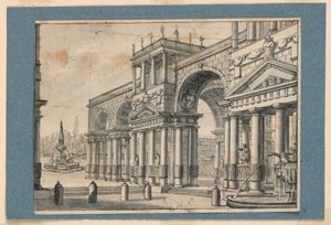 Scenografia, Kolumnada i fontanny autorstwa Unknown artist