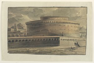 Scenografia: Zewnętrzna część okrągłego budynku autorstwa Unknown artist