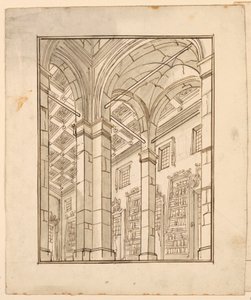 Scenografia: Wnętrze biblioteki z łukami autorstwa Unknown artist