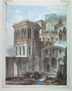 Scenografia, Widok miasta na zboczu wzgórza autorstwa Unknown artist