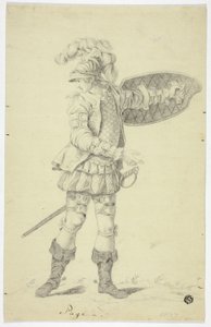 Stojący paź z tarczą i mieczem autorstwa Unknown artist