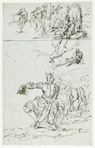 Plansza studyjna z siedzącym rycerzem (recto); stojąca postać męska w średniowiecznym stroju (verso) autorstwa Unknown artist