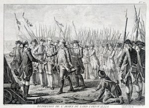 Poddanie się armii brytyjskiej Lorda Cornwallisa (1738 - 1805) Ameryce 19 października 1781 r. autorstwa Unknown artist