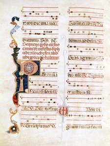 Sursum Corda, przykład notacji z XIV wieku („P”). autorstwa Unknown artist