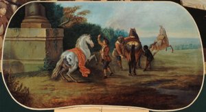 Kąpiel koni, między 1701 a 1800 r. (olej na płótnie) autorstwa Unknown artist