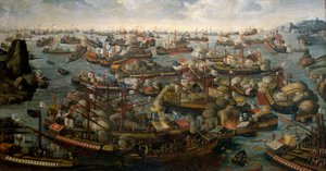 Bitwa pod Lepanto, 7 października 1571, koniec XVI wieku (olej na płótnie) autorstwa Unknown artist