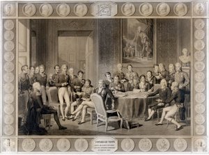 Kongres Wiedeński. Kongres Wiedeński w 1815 r. Aleksander I car; H.R.Stewart, Castlereagh; Franciszek I, cesarz Austrii; Fryderyk Wilhelm III, król Prus; Karol August, książę Hardenbergh; Wilhelm von Humboldt (William Humboldt autorstwa Unknown artist