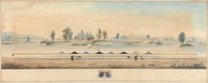 Łódź Eton na ścieżce holowniczej Tamizy: Zamek Windsor w tle autorstwa Unknown artist