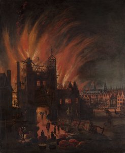 Wielki pożar Londynu, z Ludgate i Old St. Paul