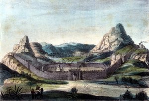 Wielki Mur Chiński. Grawerowanie z XIX wieku. autorstwa Unknown artist