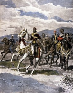 Król Etiopii Menelik II (1844 - 1913). Chory. włoskiej prasy. autorstwa Unknown artist