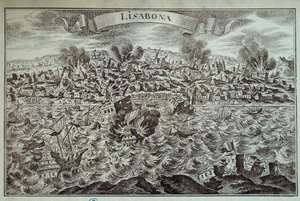Trzęsienie ziemi w Lizbonie w 1755 roku. autorstwa Unknown artist