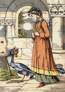 Księżniczka i niebieski ptak - ilustracja do bajki „Błękitny ptak”” autorstwa Unknown artist