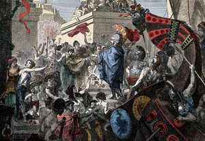 Powrót Alkibiadesa do Aten - Grecka starożytność: Triumfalny powrót Alkibiadesa (450-404 pne) do Aten, 407 pne autorstwa Unknown artist