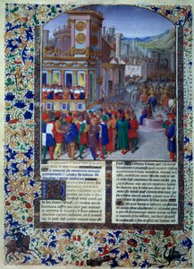 Rzymianie przygotowują siedzibę Veies w 396 pne Miniatura z „”Histoire romaine” (Ad urbe condita) Tite Live (59 pne-17 ne) (Titus Livius), przekład Pierre Bessuire 1450-1500 Paryż, BN autorstwa Unknown artist