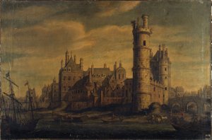 Wieża i brama w Nesle, Hôtel de Nevers, ok. 1650 (olej na płótnie) autorstwa Unknown artist