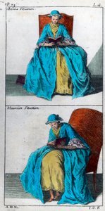 Sztuka zapobiegania i korygowania deformacji ciała u dzieci: dobra i zła pozycja do czytania. Rycina z XVIII wieku. Prywatna kolekcja. autorstwa Unknown artist