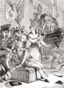Zabójstwo Gustawa III przez Jackoba Johana Anckarströma na balu maskowym, Sztokholm, Szwecja, 1792 r. (rycina) autorstwa Unknown artist
