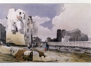 Brzegi Sekwany i Notre Dame de Paris - litografia autorstwa Unknown artist
