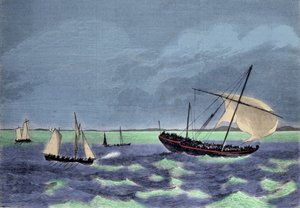 Schwytanie dhow (arabskiej łodzi) negrier wzdłuż wybrzeża Madagaskaru. autorstwa Unknown artist