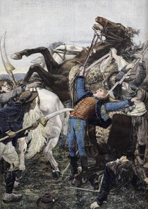 Śmierć Josepha Bary (1779-1793), dobosza w oddziałach republikańskich i prawdopodobnie zabitego przez złodziei. Grawerowanie od 1894 autorstwa Unknown artist