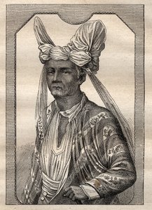 Wyprawa dookoła świata (1790-1792) kapitana Etienne Marchanda (1755-1793): portret króla wyspy Timor (archipelag indonezyjski) - ilustracja zaczerpnięta z „Wielkich marynarzy XVIII wieku” autorstwa Unknown artist