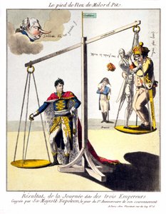 Stopa Nosa Milord Pit - Wynik tzw. Dnia Trzech Cesarzy - Zdobyta przez Jego Wysokość Napoleona w dniu 1. rocznicy jego koronacji. Karykatura o Napoleonie I i III koalicji (Wielka Brytania reprezentowana przez Williama Pi autorstwa Unknown artist