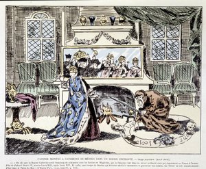 Przyszłość ukazana Katarzynie Medycejskiej (Caterina de Medici) w zaczarowanym lustrze - Popularny wizerunek XVIII wieku autorstwa Unknown artist