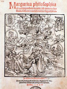 Sztuki wyzwolone: Trivium (gramatyka, logika i retoryka) i quadrivium (arytmetyka, geometria, muzyka i astronomia) (rytownictwo autorstwa Unknown artist