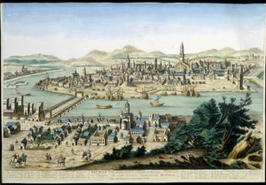 Port i miasto Sewilla - rycina z XVIII wieku. autorstwa Unknown artist