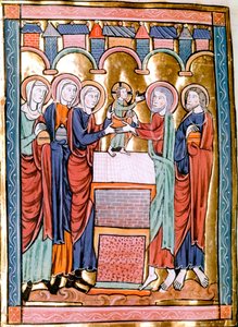 Prezentacja w miniaturowej świątyni zaczerpnięta z „”Liber Psalmorum Cum Calendario”” lub „”Psaltier à l