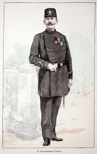 Podbrygadier (podbrygadier) Poisson. Akwaforta w kolorach, dla ilustracji „Historia korpusu sił pokojowych””” książka wydana pod auspicjami Louisa Lepine’a (1846-1933) prefekta policji nad Sekwaną, autorstwa Alfreda Reya (1864-?) i Louisa autorstwa Unknown artist