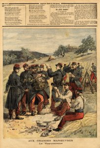 Waguemestre, wojsko odpowiedzialne za dystrybucję poczty do żołnierzy. Grawerowanie w „Le petit journal”” 23.09.1893. Kolekcja Selvy. autorstwa Unknown artist