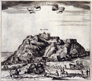 Tybet. Widok na Pothalę, pałac lub Dalajlamę w Lhasie. „De China Monumenta” Athanasius Kircher (1601 - 1680), jezuita, orientalista i niemiecki uczony, Amsterdam 1667. autorstwa Unknown artist