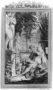 Tytus Lukrecjusz Karus (Lukrecja) Rzymski filozof i poeta w "De Rerum Natura", Rycina XVIII wiek. autorstwa Unknown artist