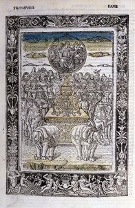 Triumf sławy Francesco Petrarca (Petrarca). Miniatury sd. Biblia Trivulziana, Mediolan. autorstwa Unknown artist