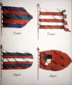 Flagi tunezyjskie i algierskie z końca XVIII wieku. autorstwa Unknown artist