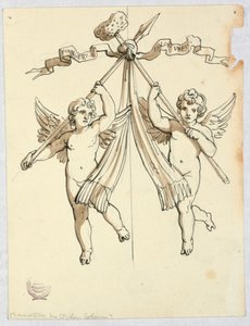 Dwa anioły z włócznią i świętą gąbką autorstwa Unknown artist