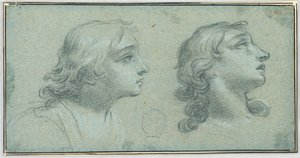 Dwa poglądy głowy młodzieńca autorstwa Unknown artist